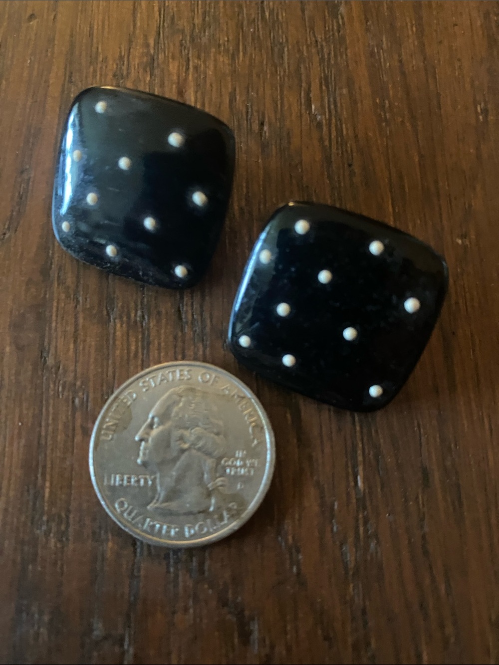 Black Square Polka Dot Stud Earrings